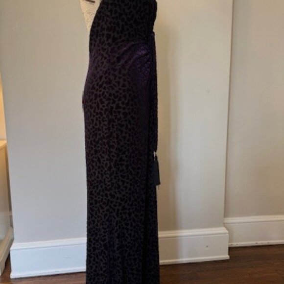 BCBGMAXAZRIA Purple Burnout Velvet Halter Gown S - Picture 4 of 7